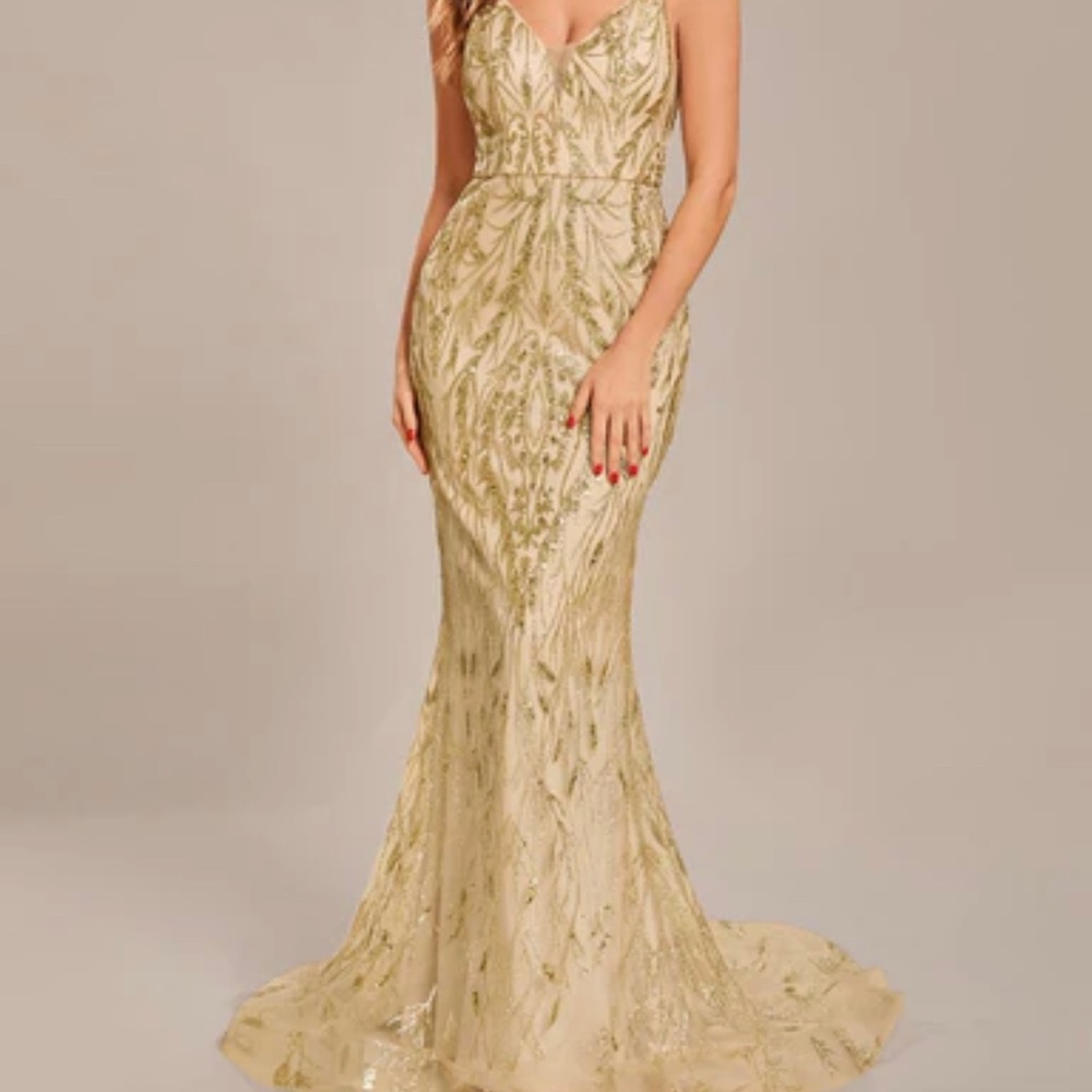 long gold everypretty dress